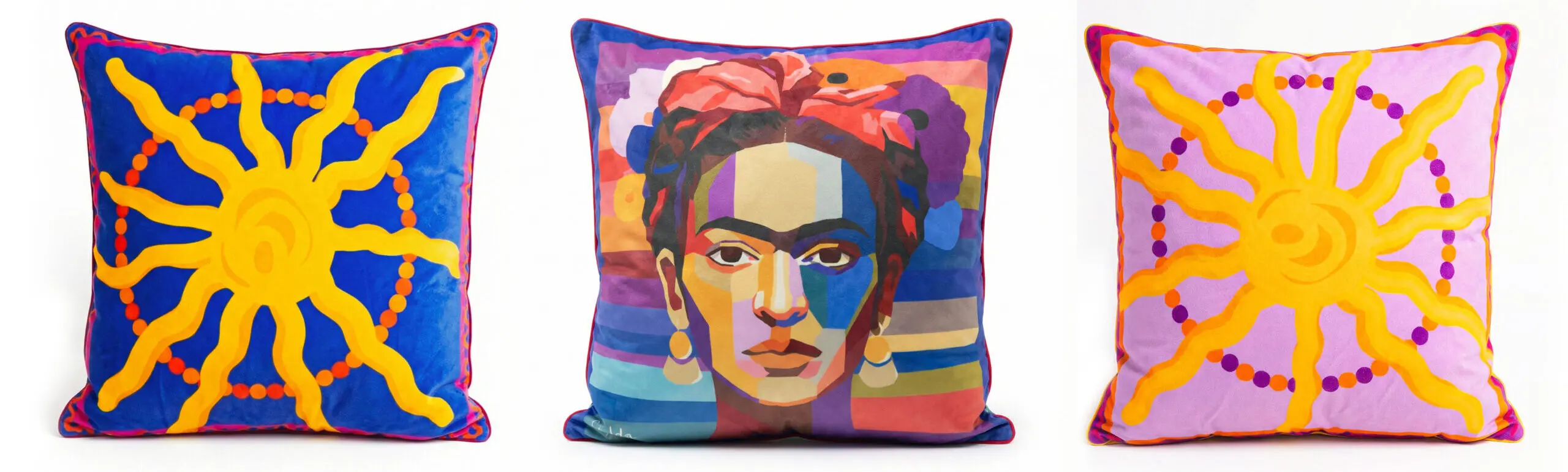 Three Frida Khalo inspired cushions by Sonya Winner