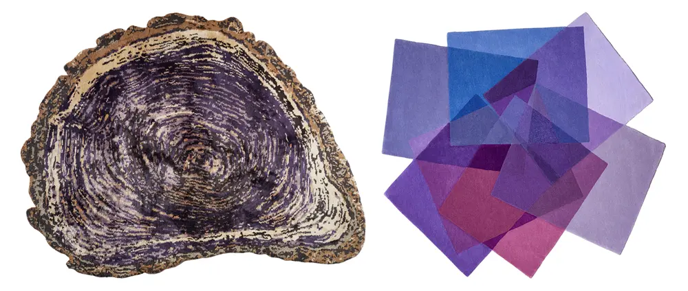 Tree Trunk Rug and After Matisse Purple Rug