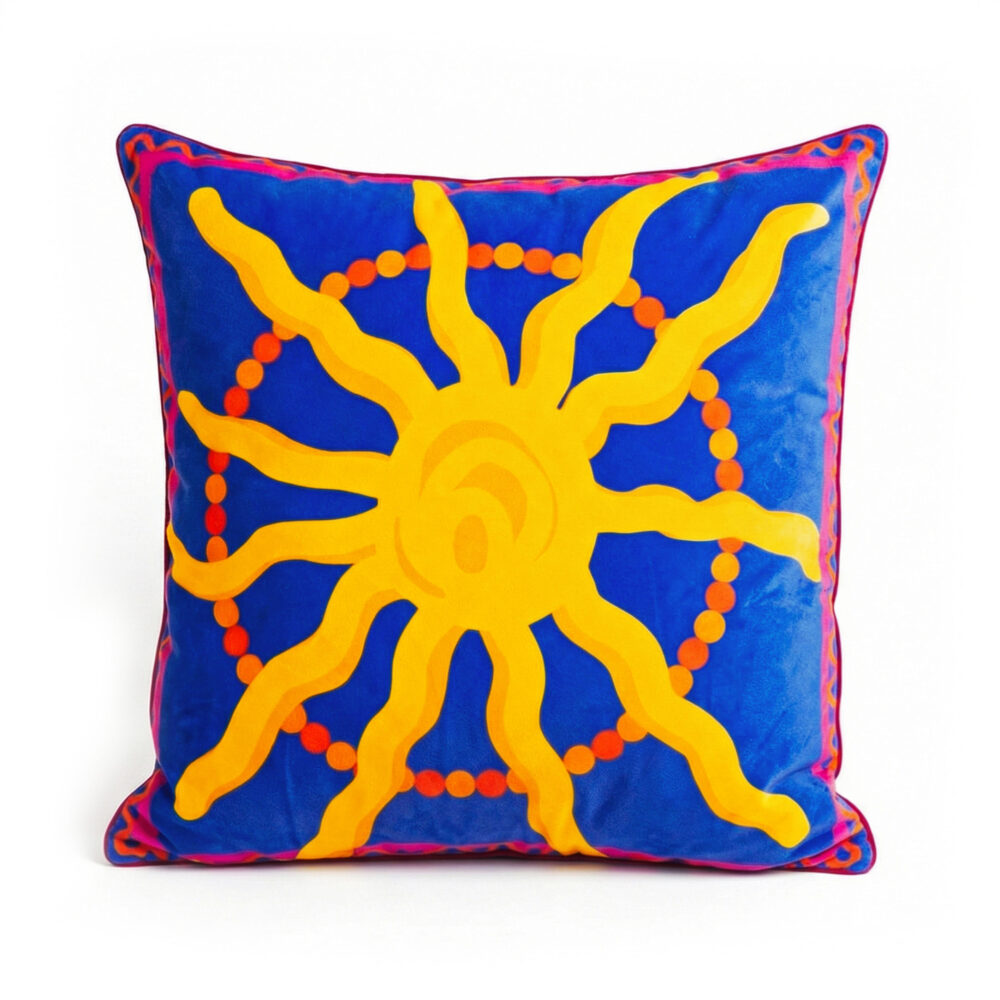 Mexico Sun Cushion: Blue Orange