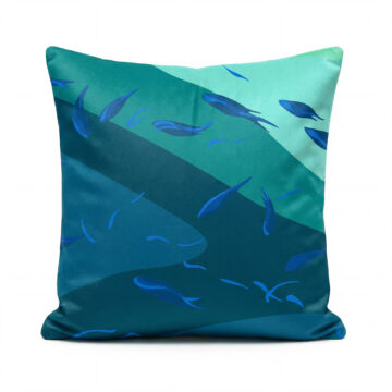 Dark blue Fish In Greece Dark Cushion velvet
