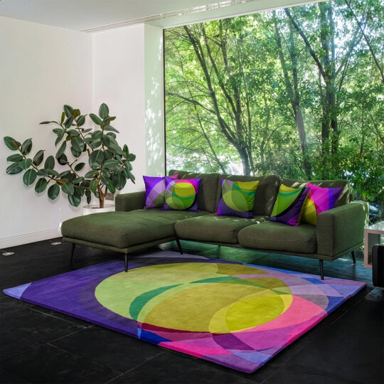 Galaxy cushions set of 5 on a sofa