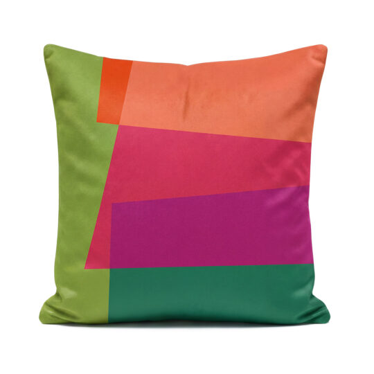 Green, orange, and pink soft velvet Magic Stepping Stones cushion