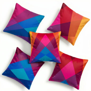 Set of 5 rainbow cushions