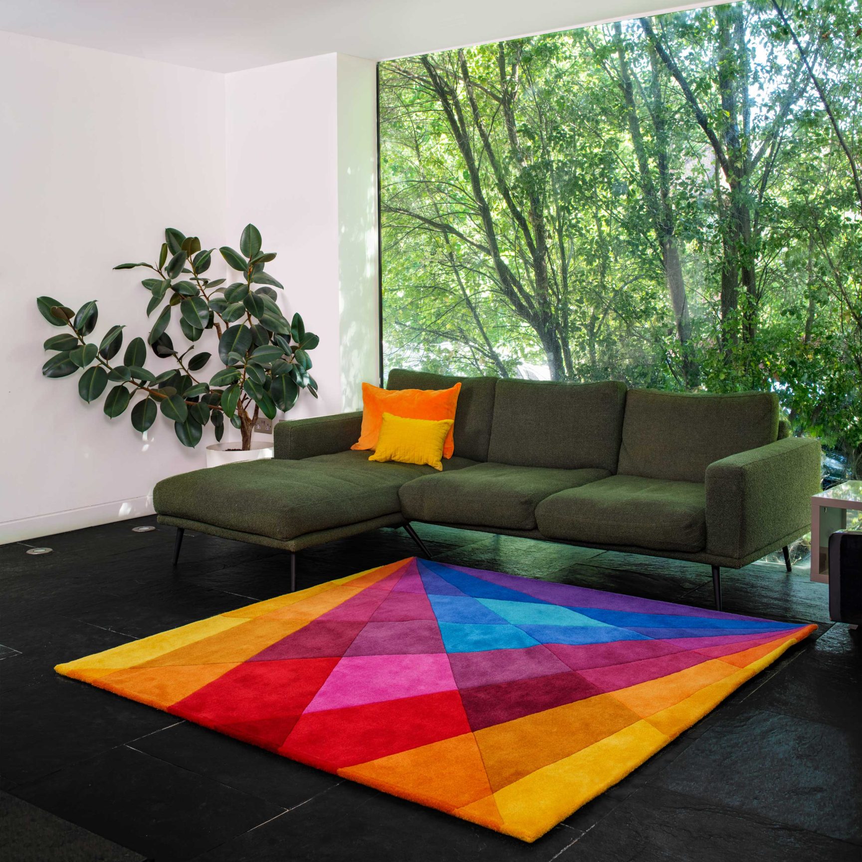 Rainbow Square Rug Large