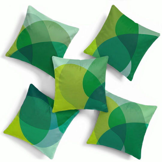 Soft velvet green set of 5 cushions Jellybean Lime throw pillows
