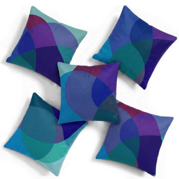 Blue and purple soft velvet cushions set of 5 Jellybean Berry