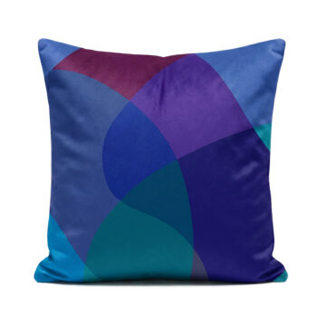 Blue, purple, teal soft velvet cushion Jellybean Berry