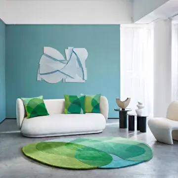 3 Jellybean Lime cushions in situ
