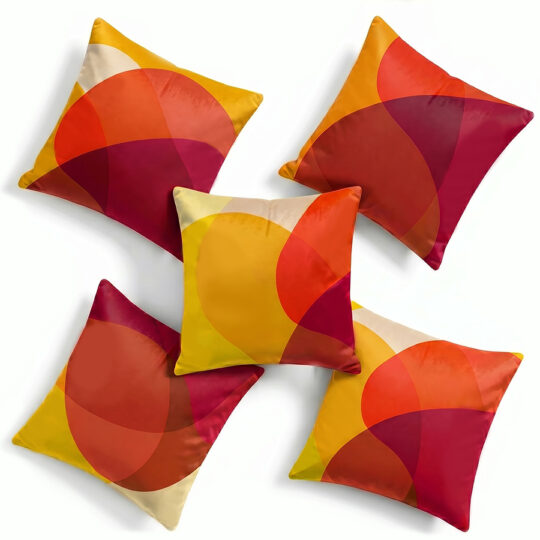 Yellow, orange, red and brown soft velvet Jellybean Mango cushions pillows