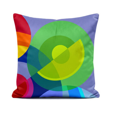 Sonia and Sonya colourful circle cushions blue red, green and yellow soft velvet pillows