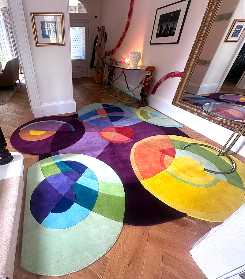 Bespoke sonia and sonya rug in client's hallway