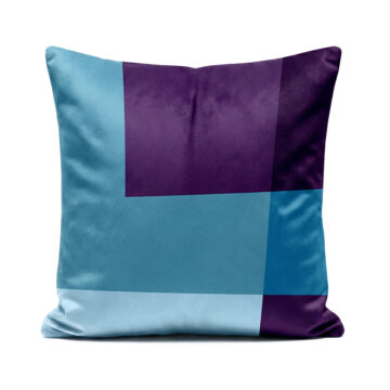 Soft velvet blue and purple Rectangles cushion