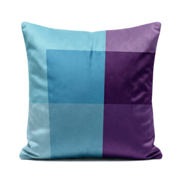 Soft velvet blue and purple Rectangles cushion
