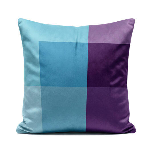 Soft velvet blue and purple Rectangles cushion