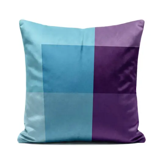 Soft velvet blue and purple Rectangles cushion