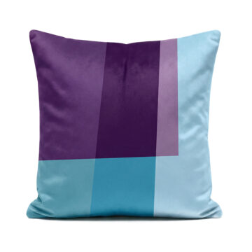 Soft velvet blue and purple Rectangles cushion