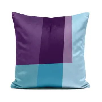 Soft velvet blue and purple Rectangles cushion