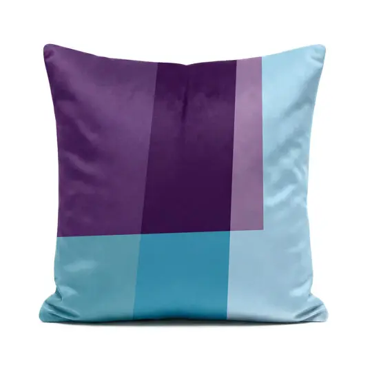 Soft velvet blue and purple Rectangles cushion