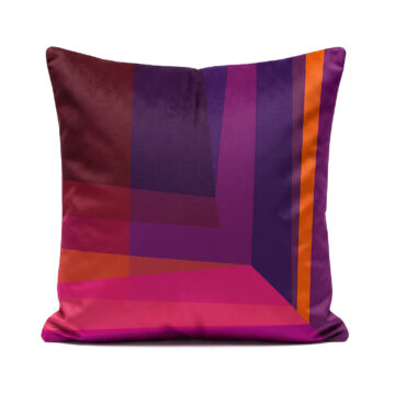 Burgundy purple and orange designer velvet cushion