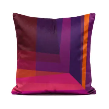 Burgundy purple and orange designer velvet cushion