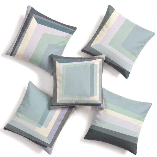 Set of 5 luxury grey Rothko inspired soft velvet cushions