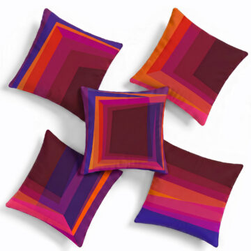 Burgundy purple and orange designer velvet set of 5 cushions throw pillows