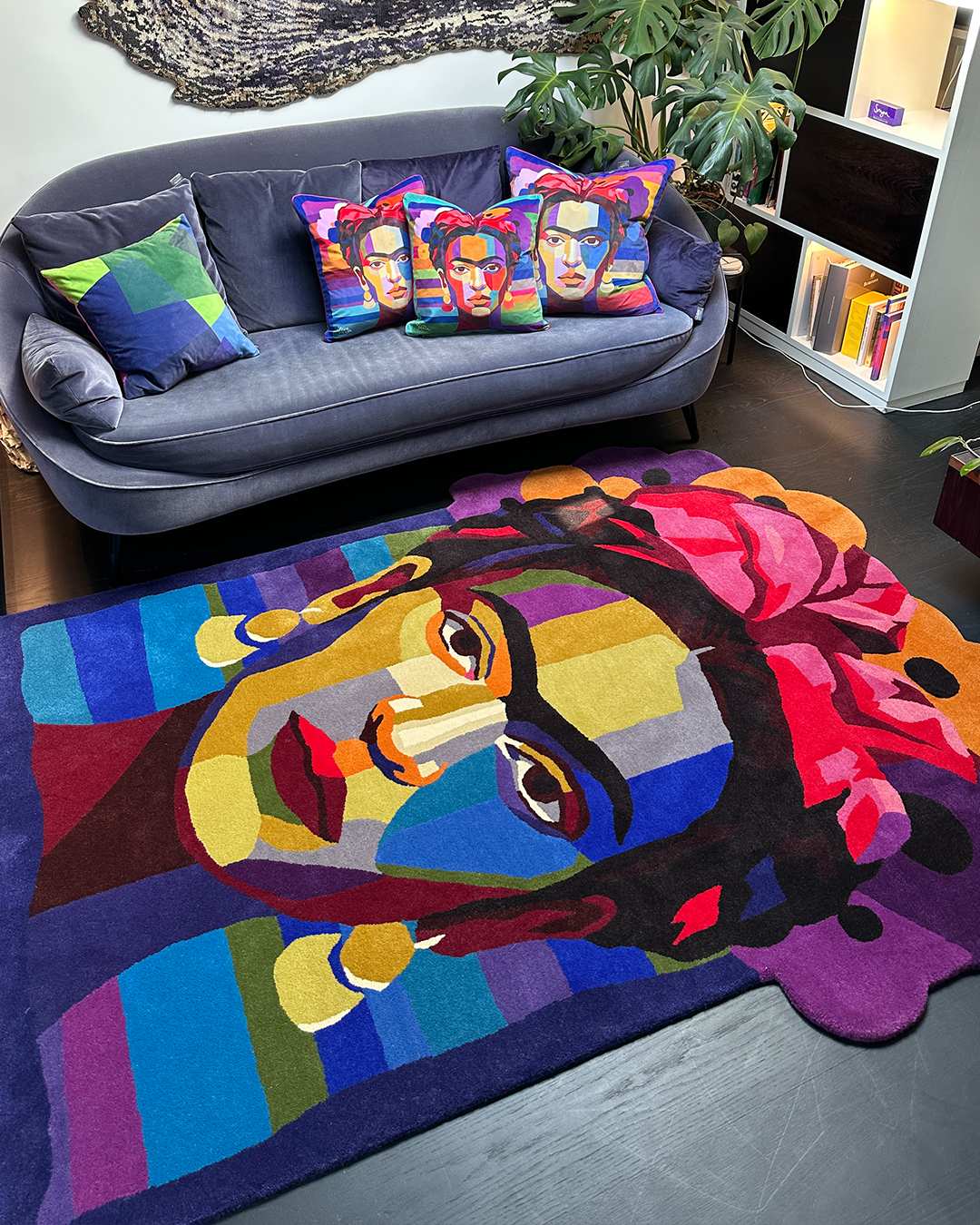 Frida Kahlo rug and cushions in the Sonya Winner Studio
