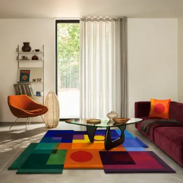 Multicoloured solar chroma desigmer rug in living room