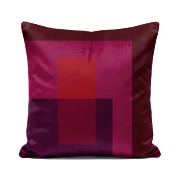 Soft velvet geometric burgundy red cushion