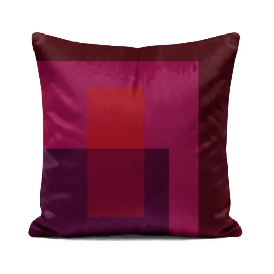 Soft velvet geometric burgundy red cushion