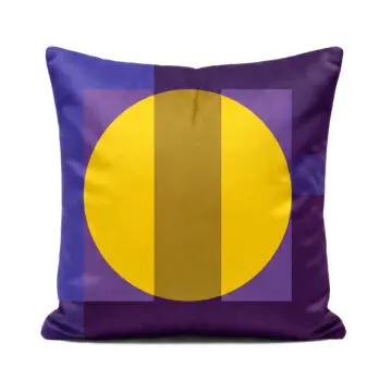 soft velvet geometric purple and yellow sun cushion