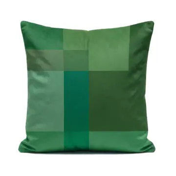 Soft velvet geometric green cushion