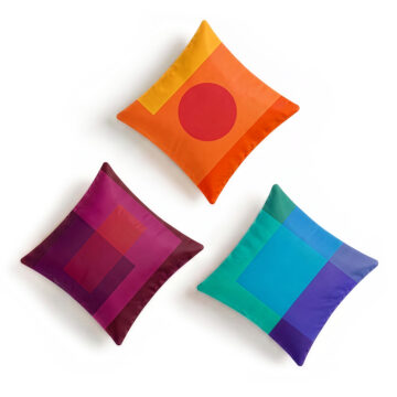 soft velvet solar chroma geometric cushions set of 3