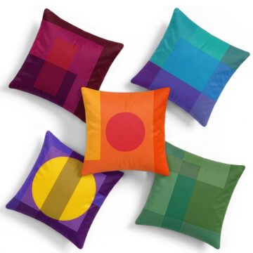 soft velvet solar chroma geometric cushions set of 5
